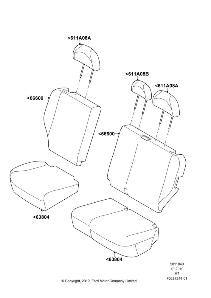 40J - Rear Seat Covers, Ford Series; 29/NOV/2010-29/APR/2012