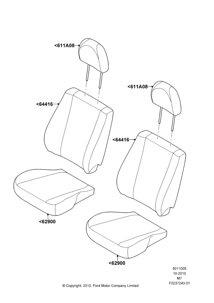 05J - Front Seat Covers, Ford Series; 29/NOV/2010-29/APR/2012