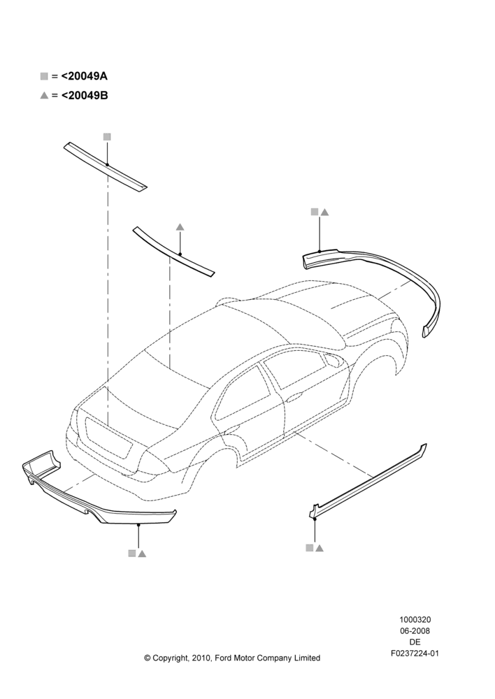 20FQ - Body Dress Up Kits - Front, Ford Division Derivative, Includes Front Fascia, Rear Fascia and Rocker Panels, Set Of 5 Pieces, Accessory, With Two Exhaust Cut-Outs; 02/JUN/2008-04/FEB/2009