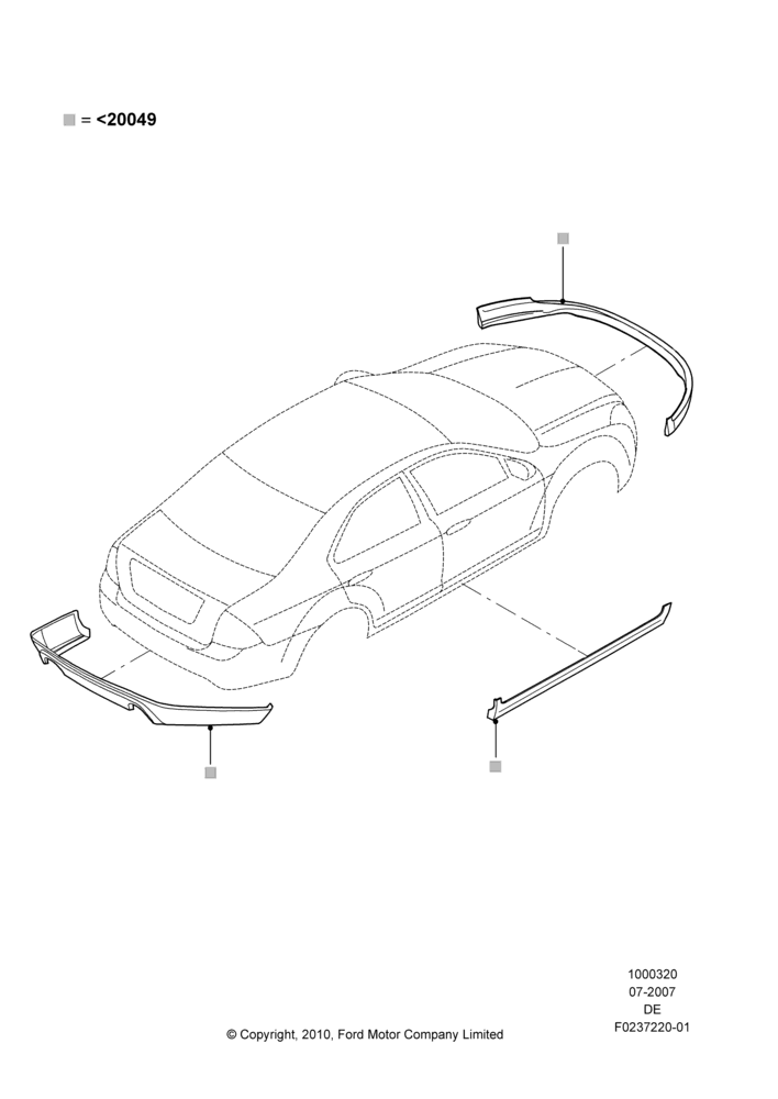 20FL - Body Dress Up Kits - Front, Ford Division Derivative, Includes Front Fascia, Rear Fascia and Rocker Panels, Accessory, Set Of 4 Pieces, With Two Exhaust Cut-Outs; 16/JUL/2007-02/JUN/2008