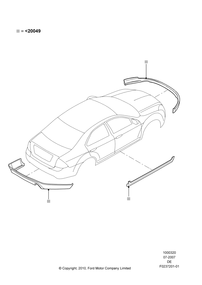 20FB - Body Dress Up Kits - Front, Ford Division Derivative, Includes Front Fascia, Rear Fascia and Rocker Panels, Accessory, Set Of 4 Pieces, With One Exhaust Cut-Out; 16/JUL/2007-02/JUN/2008