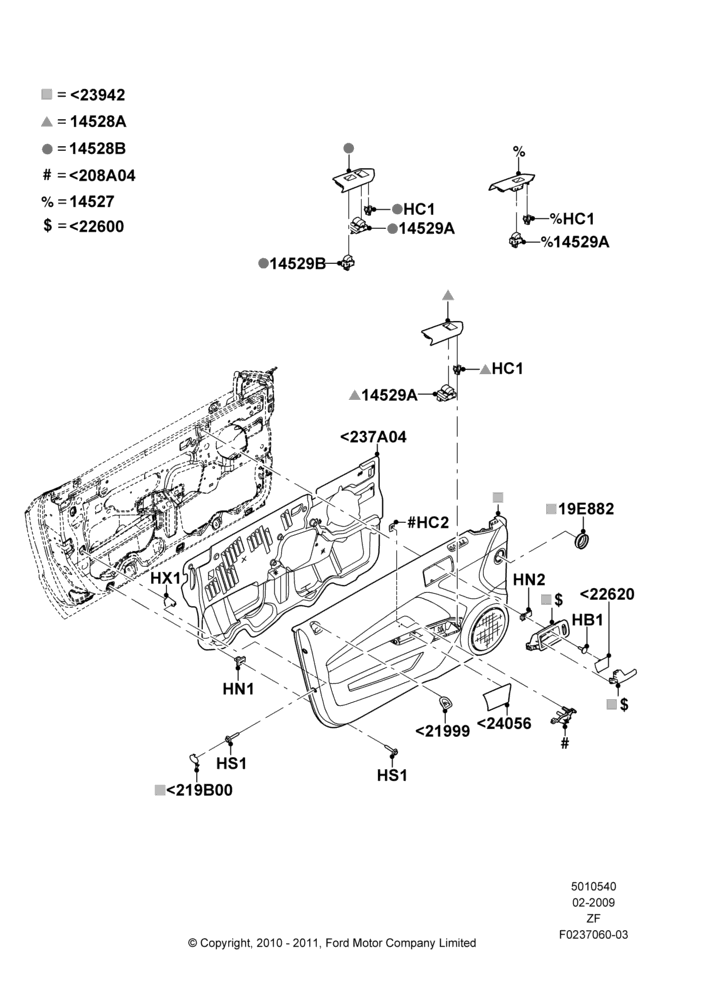 40D - Front Door Trim Panels, With Interior Pack; 26/FEB/2009-27/JUN/2014
