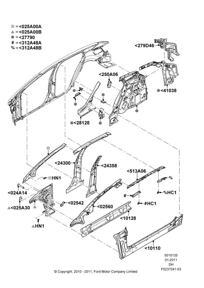 35B - Side Panels - Inner, 5 Door Sedan; 31/JAN/2011-04/MAY/2018
