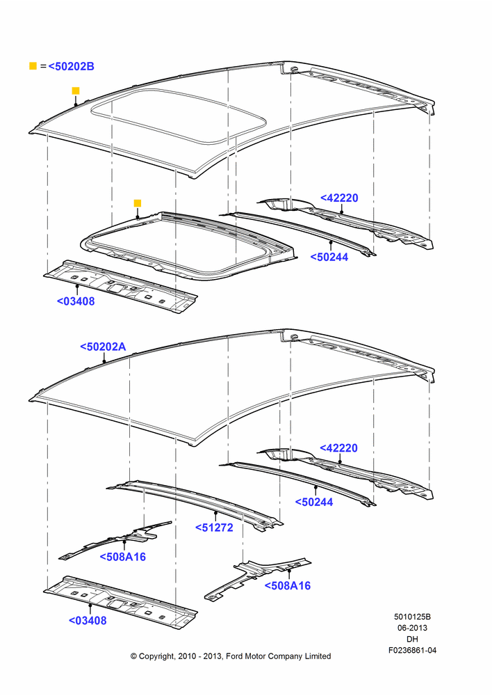 25B - Roof - Sheet Metal, 5 Door Sedan; 31/JAN/2011-04/MAY/2018