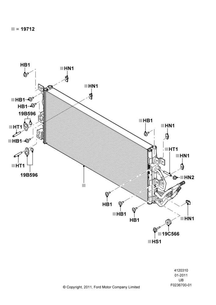 10B - Air Conditioning Condensr/Compressr, 2.0L EcoBoost (240PS), Condenser Assy; 13/JUN/2011-04/MAY/2015