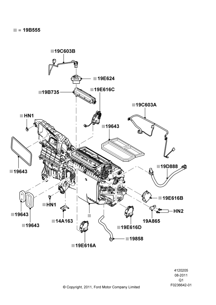 05G - Heater/Air Cond.External Components, Dual Zone Auto Temp Control A/C, Less Humidity Sensor; 08/AUG/2011-24/DEC/2014