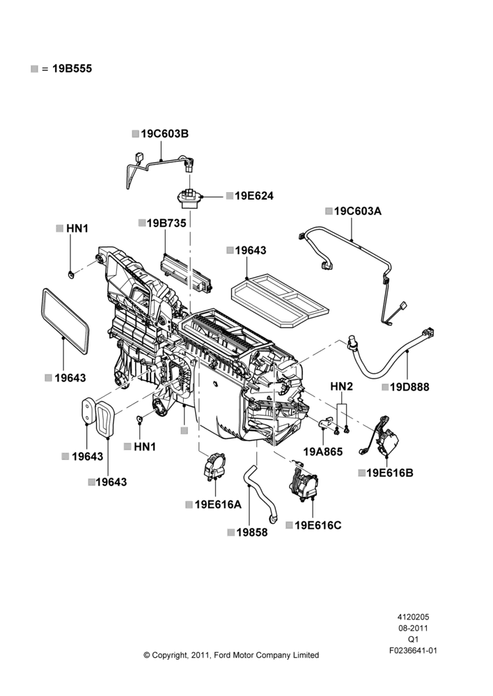 05F - Heater/Air Cond.External Components, Manual Air Conditioning, With Humidity Sensor; 08/AUG/2011-24/DEC/2014