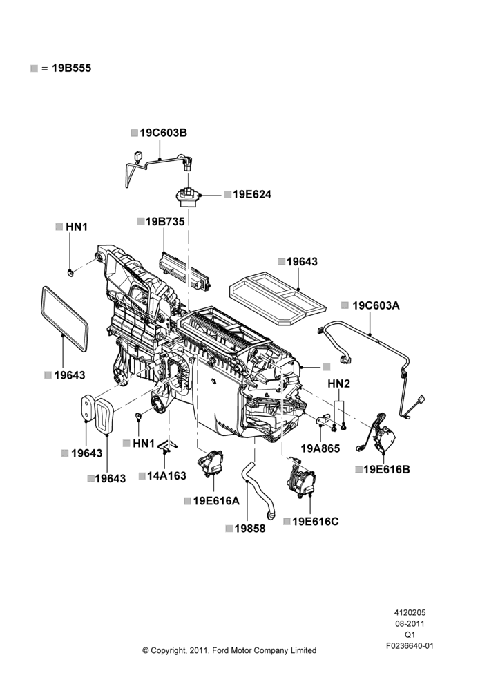 05E - Heater/Air Cond.External Components, Manual Air Conditioning, Less Humidity Sensor; 08/AUG/2011-24/DEC/2014