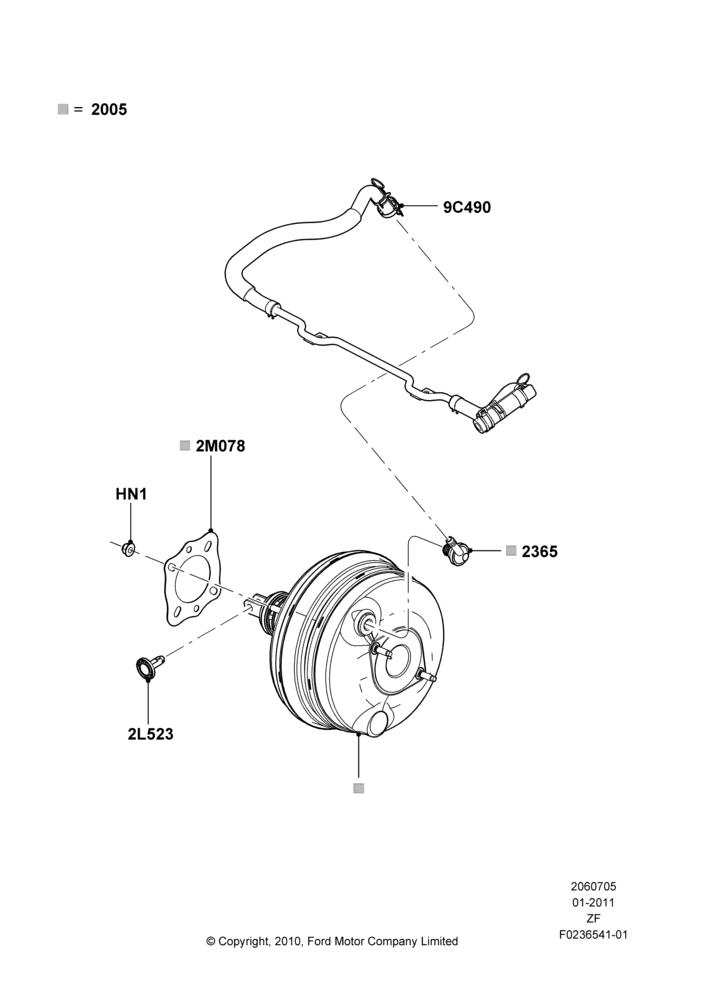 05G - Brake Booster, 5.0L V8 32V DOHC EFI Modular; 03/FEB/2011-27/JUN/2014
