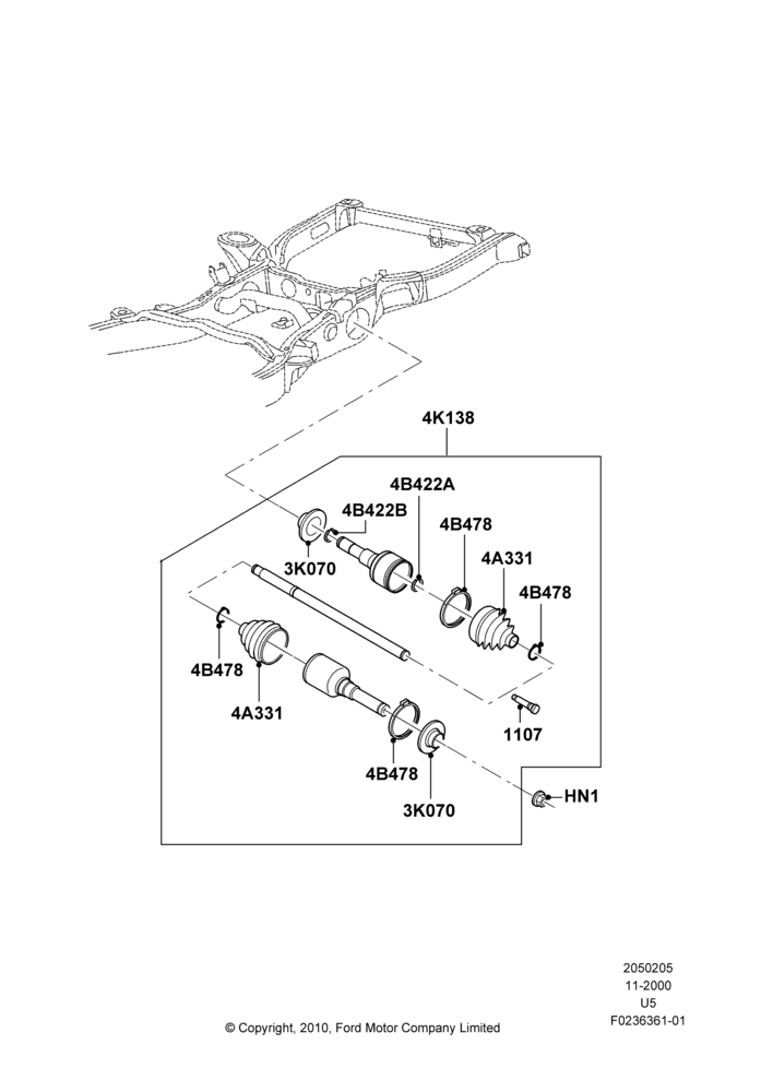 05F - Rear Axle, Axle Shaft; 04/MAR/2002-19/JUL/2005