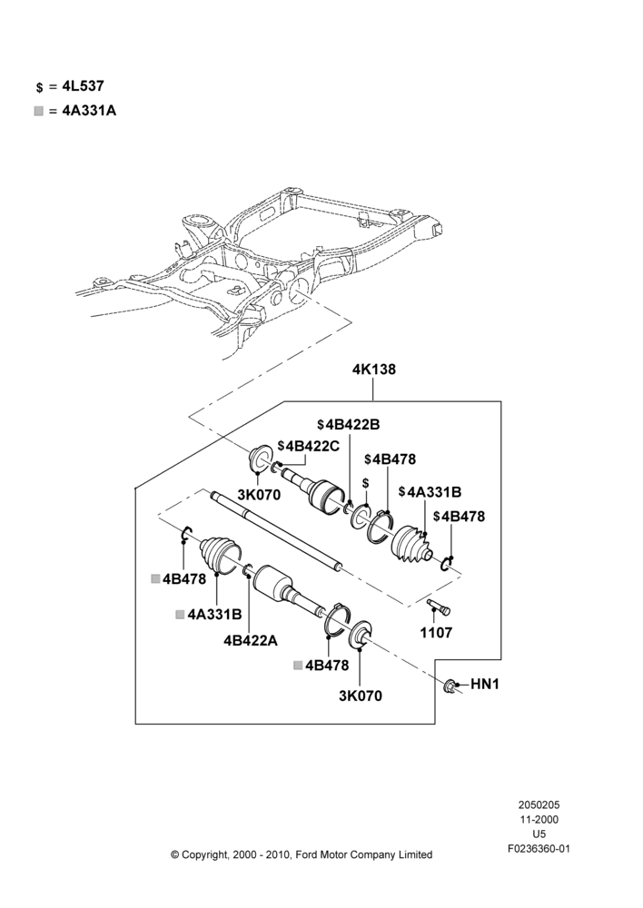 05E - Rear Axle, Axle Shaft; 13/NOV/2000-04/MAR/2002
