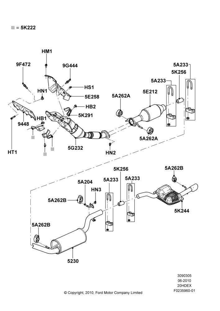 05L - Exhaust System, 2.0L Duratec HE (137PS), PZEV Evaporative Emission; 28/JUN/2010-07/DEC/2010