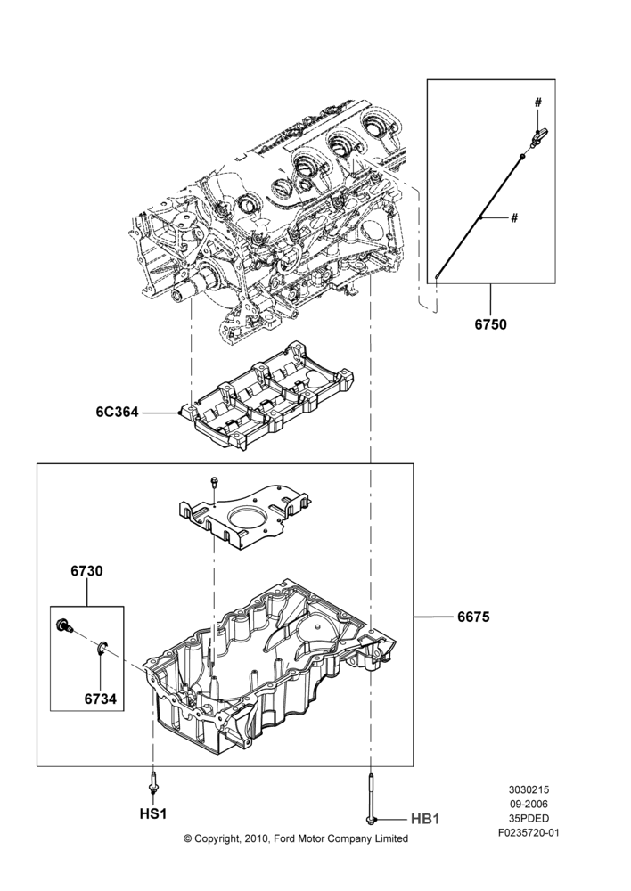 15A - Oil Pan/Oil Level Indicator, 3.5L 4V DOHC VCT SMPI V6 Gas; 30/AUG/2006-29/JUL/2012