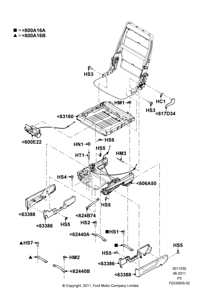 30H - Rear Seat Base, With 2nd Row Quad Power Fold Seat; 13/JUN/2011