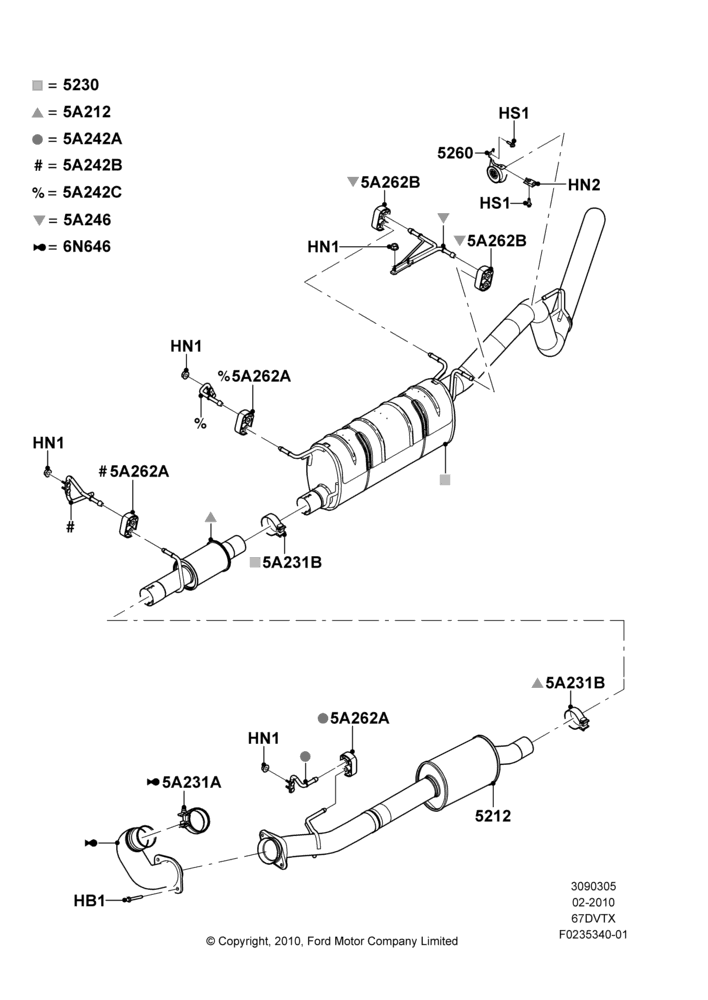 Exhaust System, (-)"CDN/MEX/USA", Wide Frame (Pickup), 6.7L 4V V8 T/C Diesel, High Sulfur Diesel Fuel Content, Mid Sulfur Diesel Fuel Content