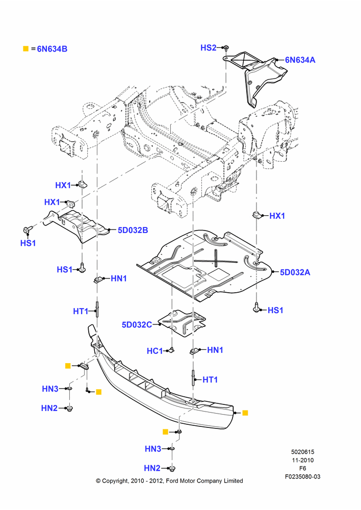 15D - Splash and Heat Shields, 3.7L 4V PFI V6 NA Gas, MOD 5.0L-4V DOHC SEFI NA, Romeo 4.6 SOHC EFI; 03/NOV/2010-23/DEC/2014