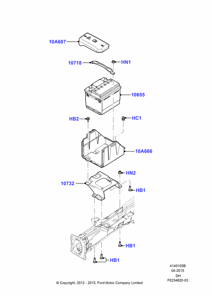 05B - Battery and Mountings, BEV Version, Engine Compartment; 19/MAR/2012-04/MAY/2018