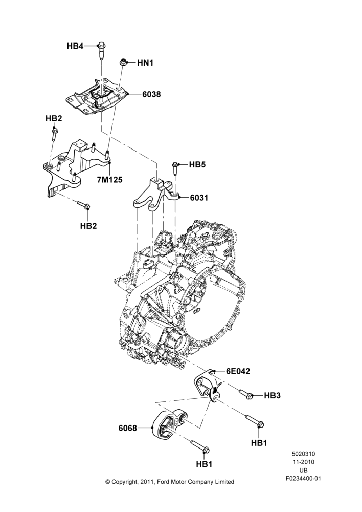 10B - Transmission Mounting, 2.0L EcoBoost (240PS); 13/JUN/2011-04/MAY/2015
