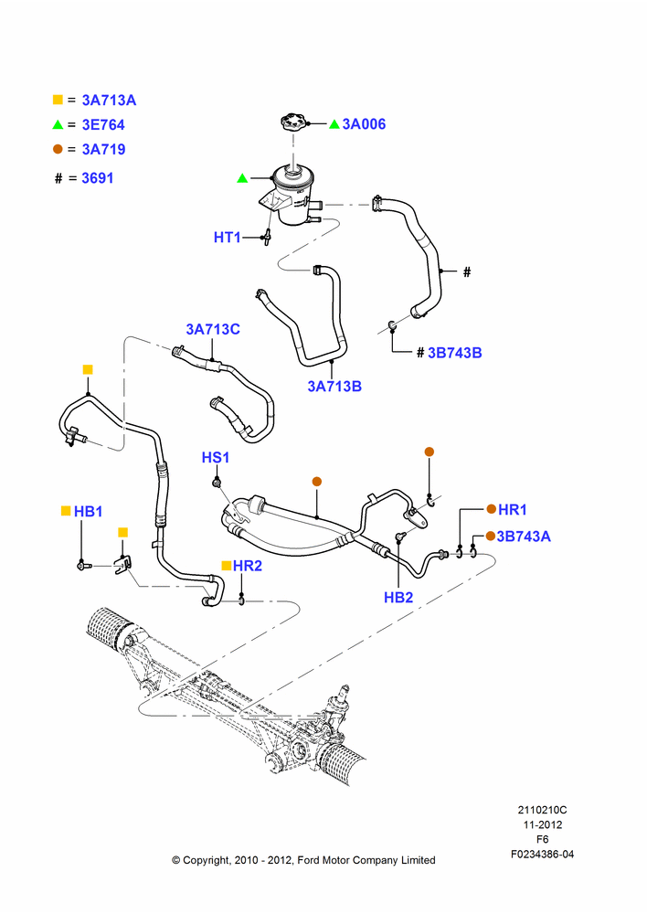 10C - Supply & Return Hoses - Power Strg, 6.2L 16V OHC NA V8 Gas; 03/NOV/2010-23/DEC/2014
