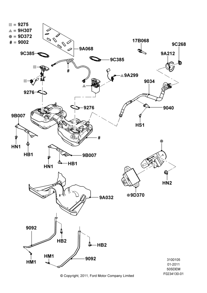05B - Fuel Tank, 5.0L V8 32V DOHC EFI Modular; 03/FEB/2011-27/JUN/2014