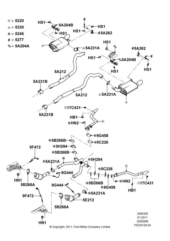 Exhaust System, 5.0L V8 32V DOHC EFI Modular