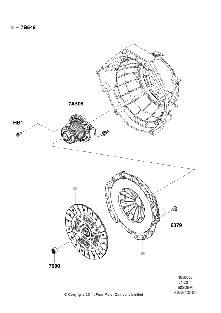 05B - Clutch, 5.0L V8 32V DOHC EFI Modular, Manual Transmission; 03/FEB/2011-27/JUN/2014