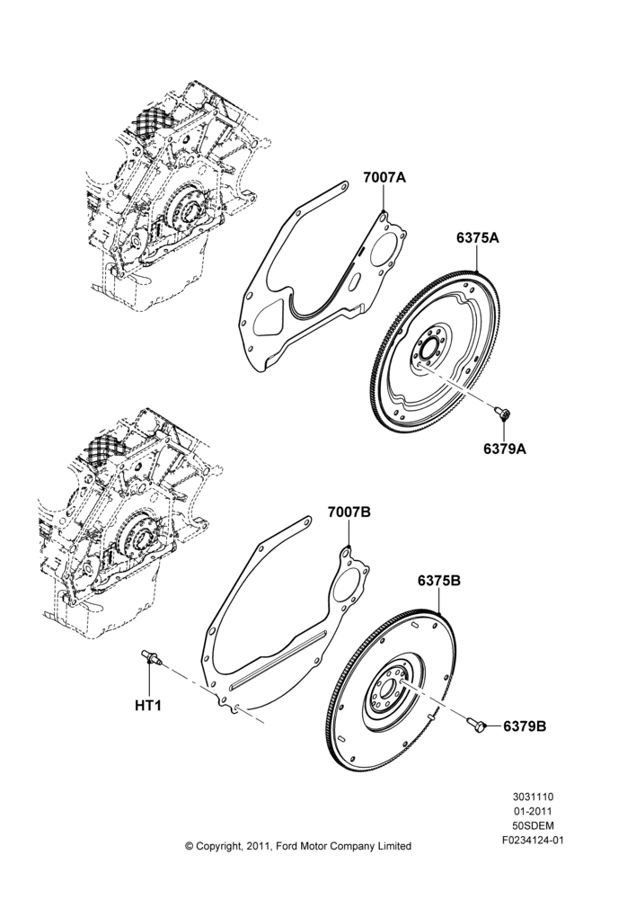 10B - Flywheel, 5.0L V8 32V DOHC EFI Modular; 03/FEB/2011-27/JUN/2014