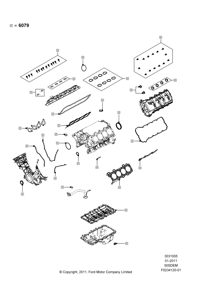 05B - Engine Gasket Kits, 5.0L V8 32V DOHC EFI Modular; 03/FEB/2011-27/JUN/2014