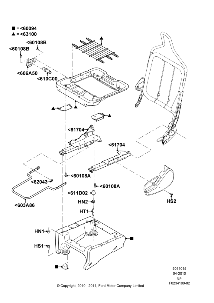 15D - Front Seat Base, With Driver 2 Way Mnl.Seat Adjuster, Driver Seat; 19/APR/2010