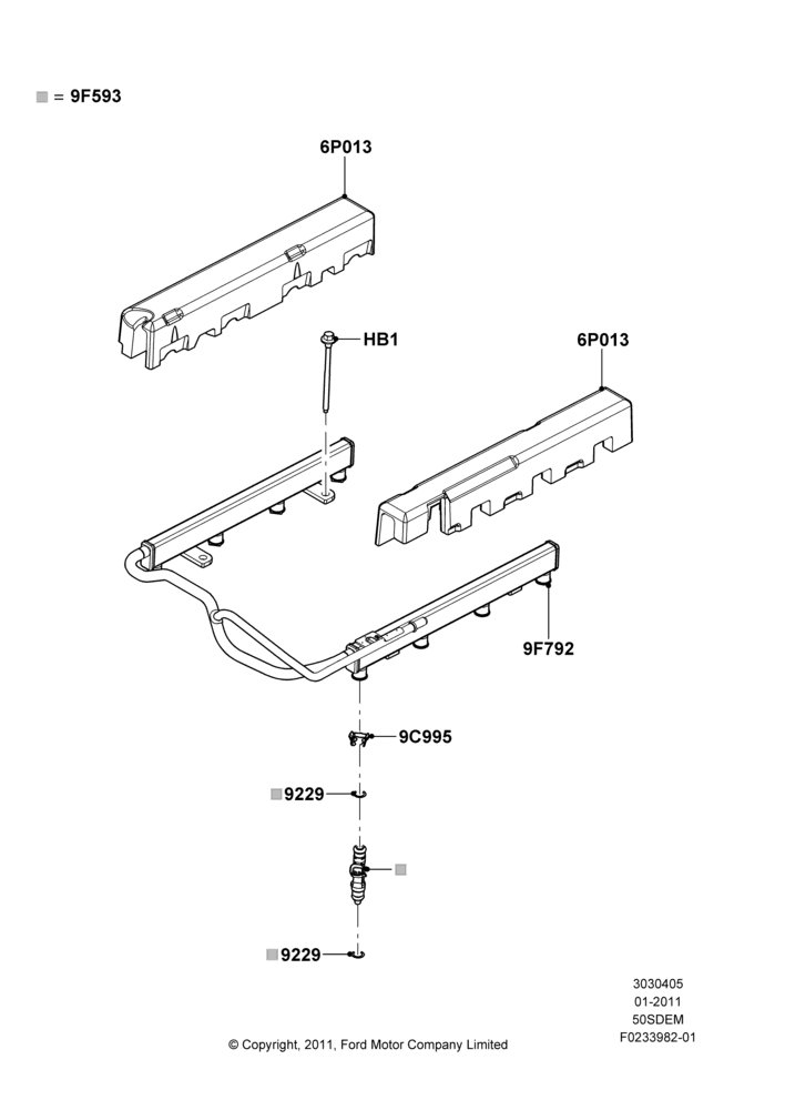 05B - Fuel Injectors and Pipes, 5.0L V8 32V DOHC EFI Modular; 03/FEB/2011-27/JUN/2014