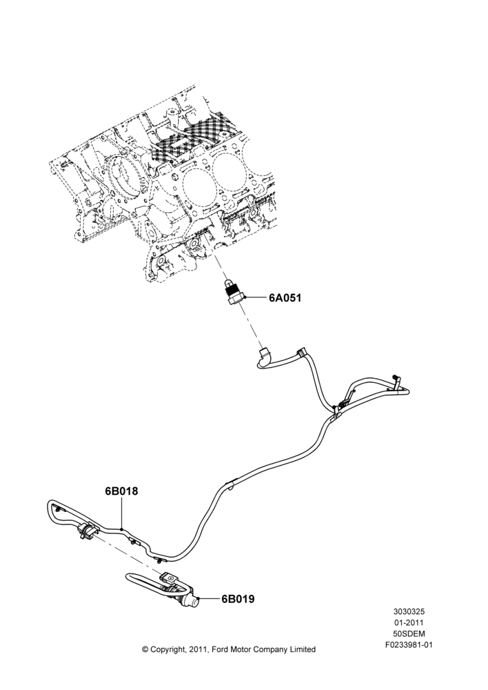 25B - Engine Heater, 5.0L V8 32V DOHC EFI Modular; 03/FEB/2011-27/JUN/2014