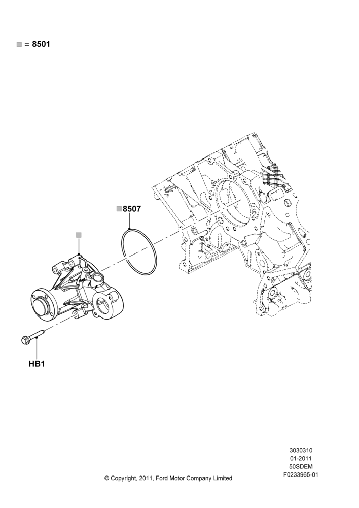 10B - Water Pump, 5.0L V8 32V DOHC EFI Modular; 03/FEB/2011-27/JUN/2014