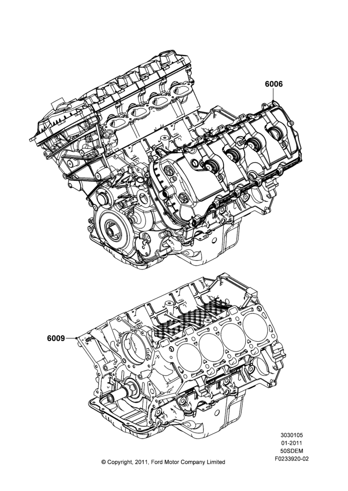 05B - Service Engine and Short Block, 5.0L V8 32V DOHC EFI Modular; 03/FEB/2011-27/JUN/2014