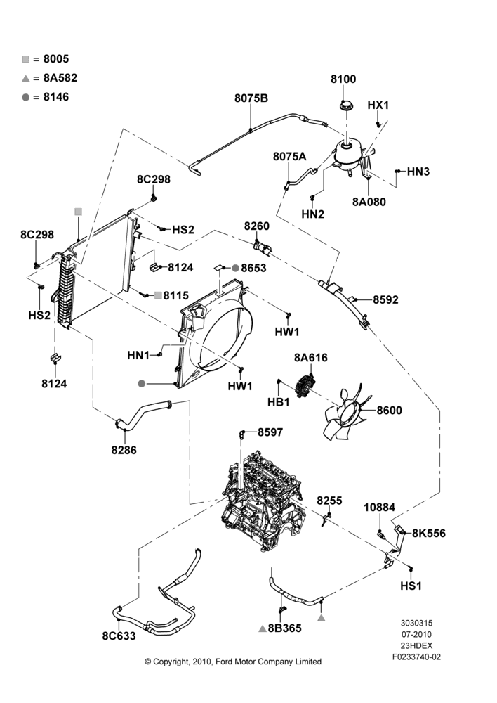 15H - Radiator/Coolant Overflow Container, 2.3L 4V NA I4 Petrol, Less Air Conditioning; 26/JUL/2010-16/DEC/2011