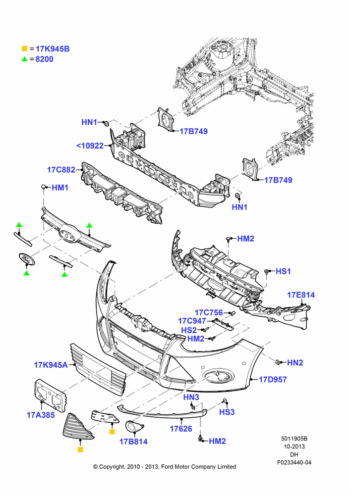 05B - Radiator Grille and Front Bumper, Series 66, Sel Version; 31/JAN/2011-08/DEC/2014
