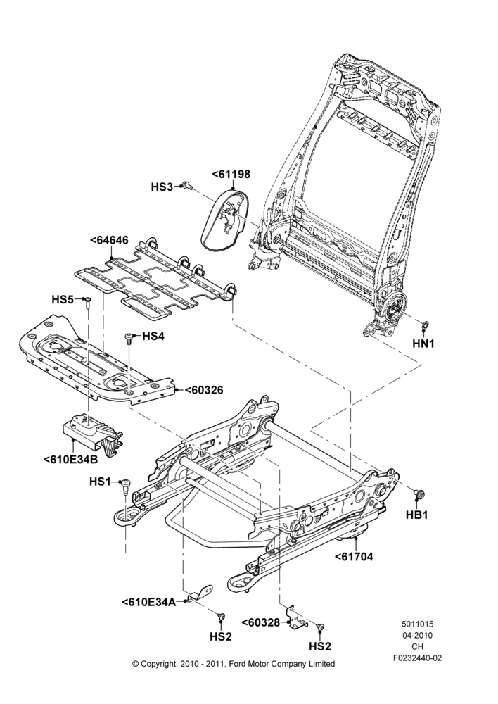 15B - Front Seat Base, Passenger Seat; 26/APR/2010-27/APR/2013
