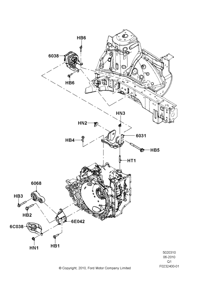 10C - Transmission Mounting, 3.5L 4V DOHC VCT SMPI V6 Gas, 3.7L DOHC V6 Gas.; 12/JUL/2010-24/DEC/2014
