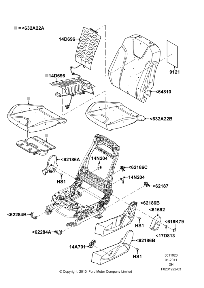 20D - Front Seat Pads/Valances & Heating, With Drivers Heated Seat, With Heated Passenger Seat, With High Back Front Seats; 31/JAN/2011-08/DEC/2014