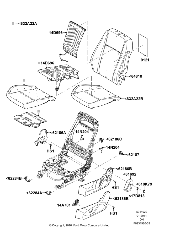 20B - Front Seat Pads/Valances & Heating, With Drivers Heated Seat, With Heated Passenger Seat, With Low Back Front Seats; 31/JAN/2011-08/DEC/2014