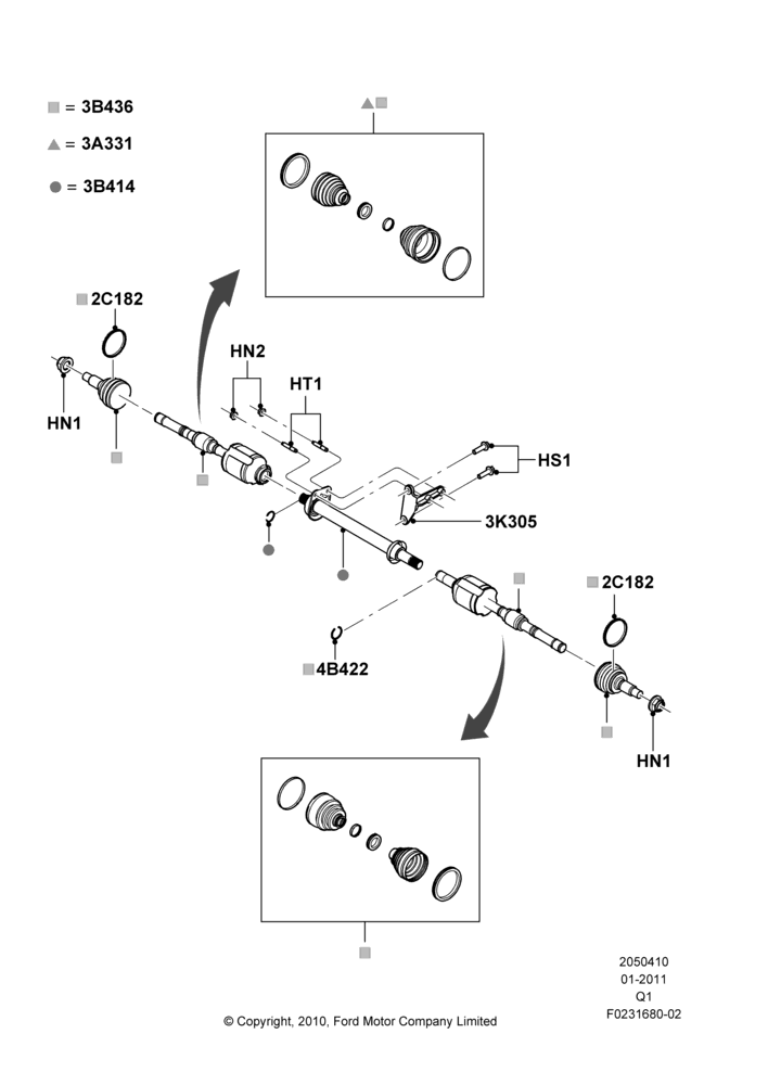 10D - Drive Shaft - Front Axle Drive, 2.0L EcoBoost (240PS); 08/AUG/2011-24/DEC/2014