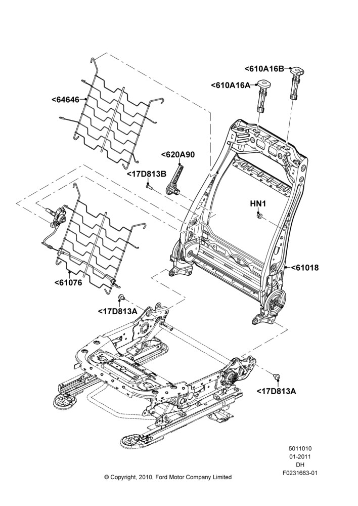 10C - Front Seat Back, With High Back Front Seats, Driver Seat Recliner - Lever; 31/JAN/2011-08/DEC/2014