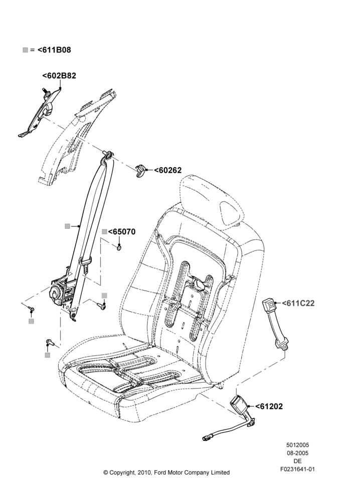 05C - Front Seat Belts, Lincoln Division Derivative; 01/AUG/2005-04/FEB/2009