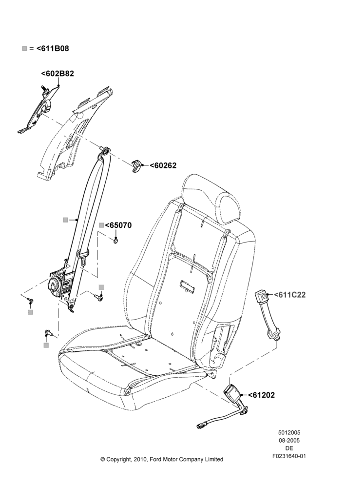 05B - Front Seat Belts, Mercury Division Derivative; 01/AUG/2005-04/FEB/2009