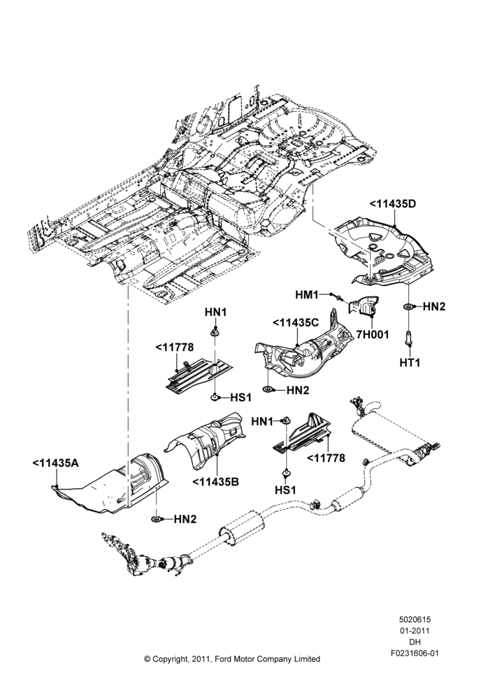 15A - Splash and Heat Shields, Less BEV Version, Heat Shield; 31/JAN/2011-08/DEC/2014
