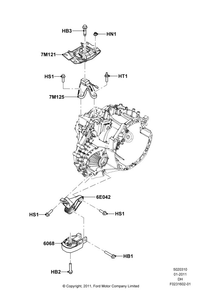 Transmission Mounting, 6 Speed Auto Transmission DPS6