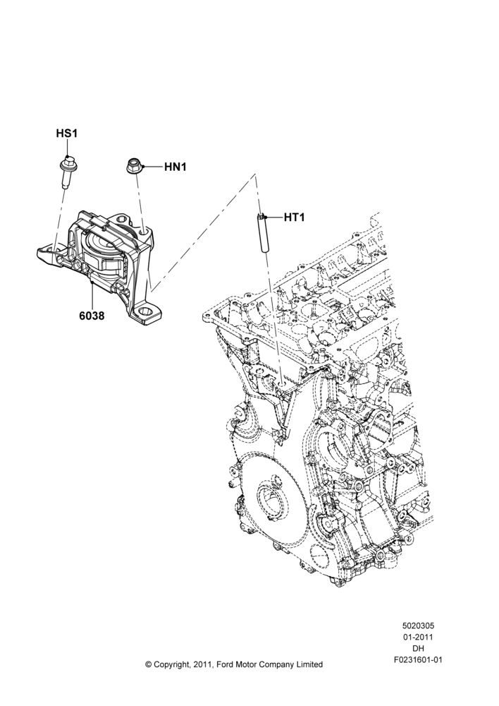 05A - Engine Mounting, 2.0L I4 DI TIVCT Petrol 160PS; 31/JAN/2011-04/MAY/2018
