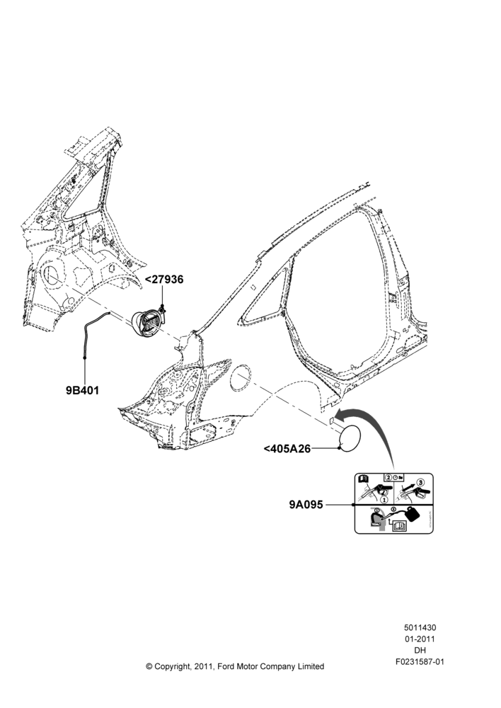30A - Fuel Tank Filler Door and Controls, Less BEV Version; 31/JAN/2011-04/MAY/2018