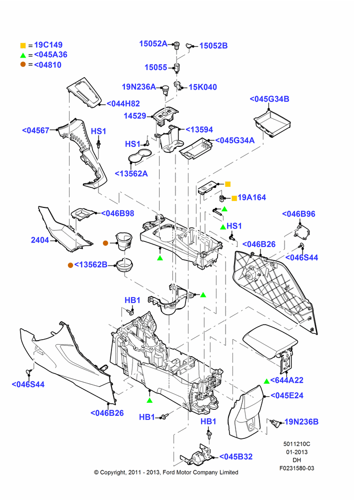 10C - Console - Floor, Console - With Closed Bin; 31/JAN/2011-08/DEC/2014
