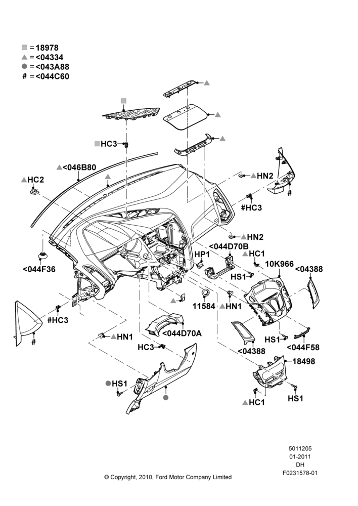 05A - Instrument Panel, Trim Pieces; 31/JAN/2011-08/DEC/2014