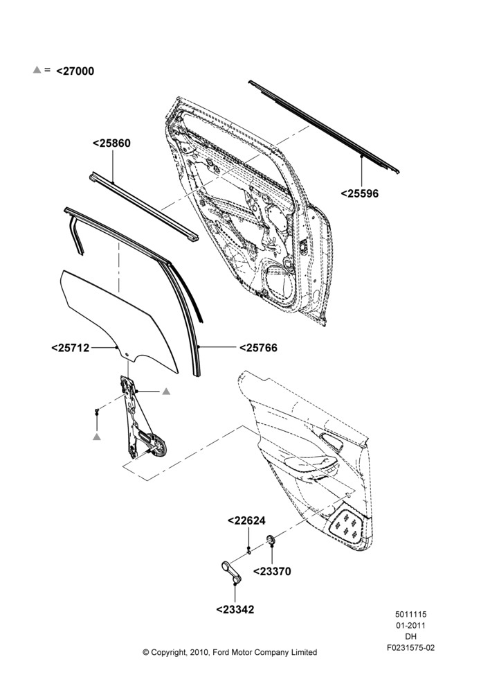 15A - Rear Door Glass and Window Controls, With Manual Rear Windows; 31/JAN/2011-04/MAY/2018